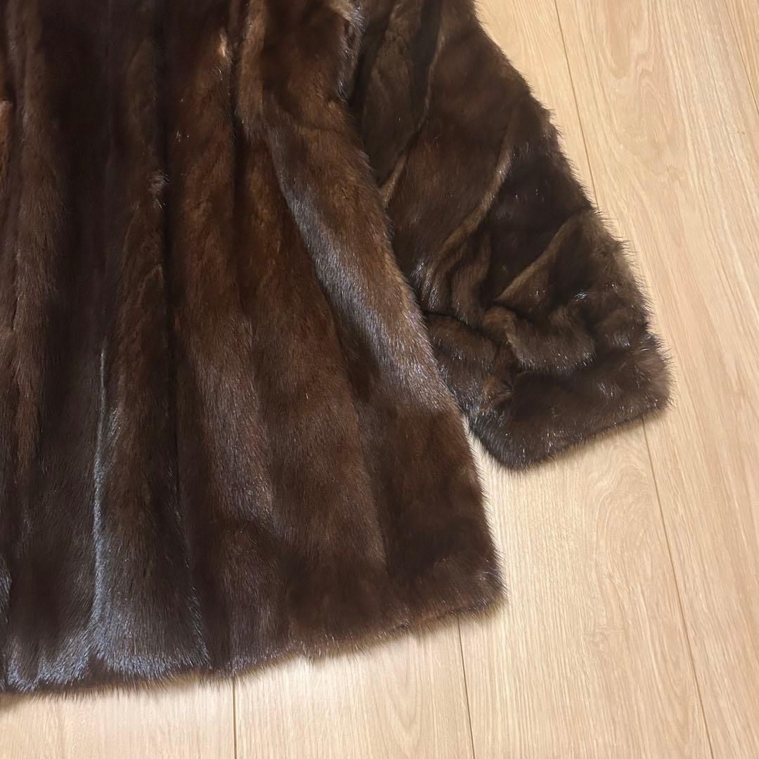 【美品】最高級　ミンク　毛皮　コート　ファー 毛艶良好　セミロング　花柄　T