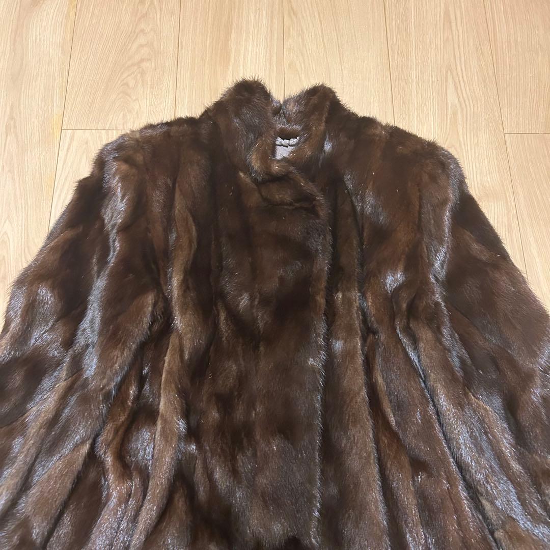 【美品】最高級　ミンク　毛皮　コート　ファー 毛艶良好　セミロング　花柄　T