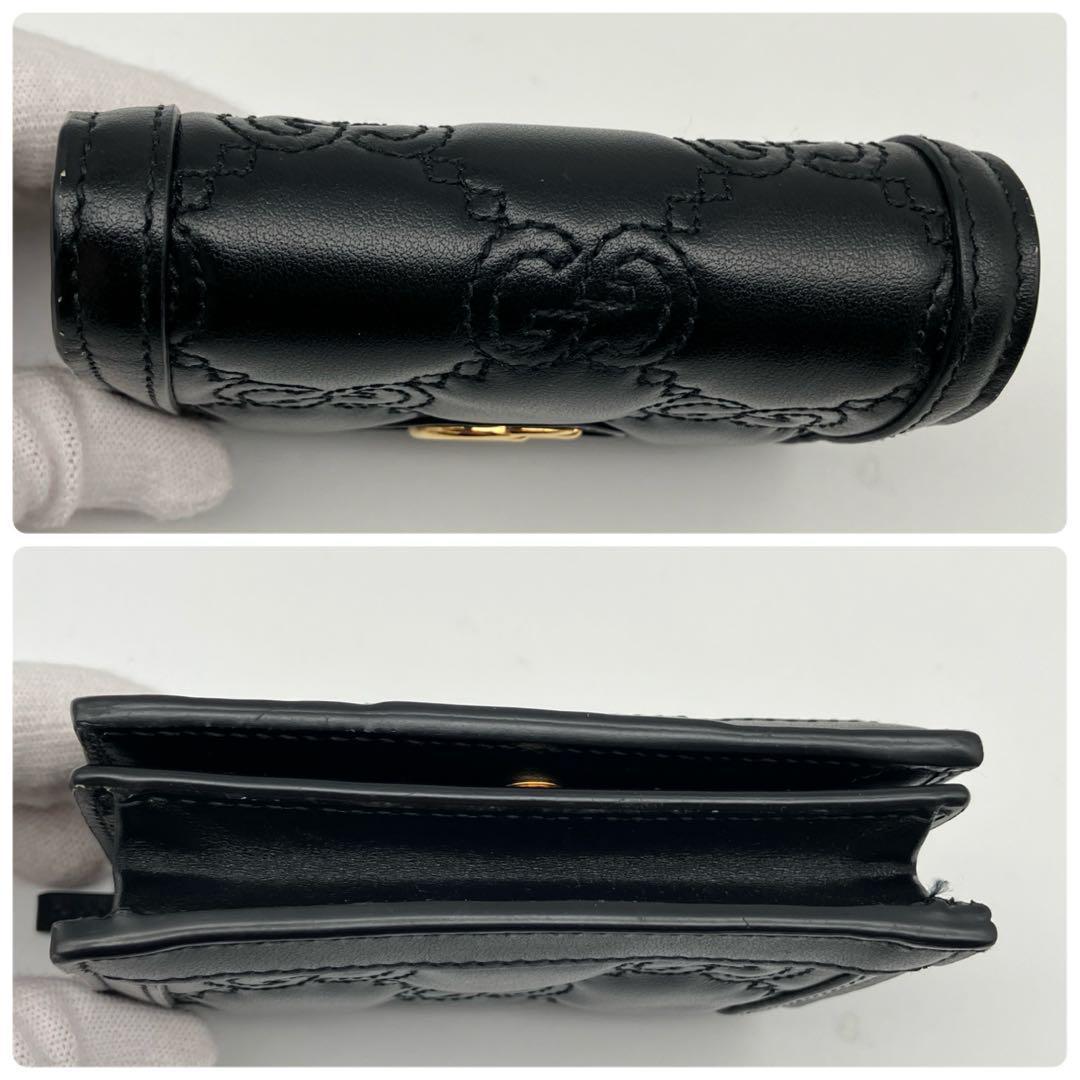 【未使用級】GUCCI グッチ マトラッセ マーモント ミニウォレット ブラック