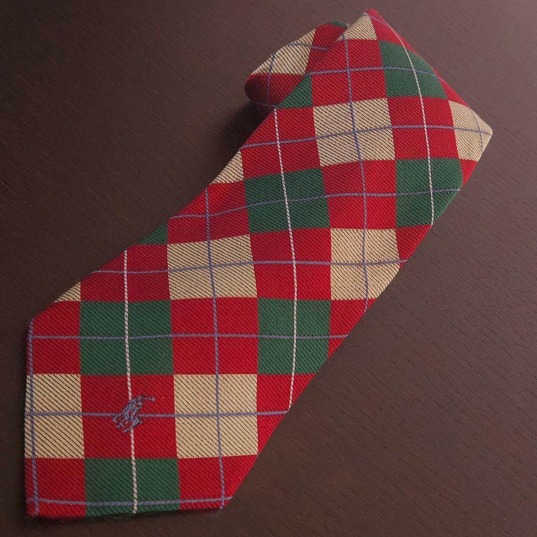 【レア物】 チェック柄ネクタイ シルク素材 赤 緑 黄色 3点セット