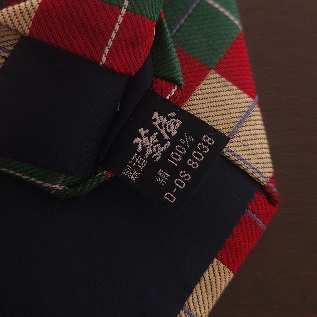 【レア物】 チェック柄ネクタイ シルク素材 赤 緑 黄色 3点セット