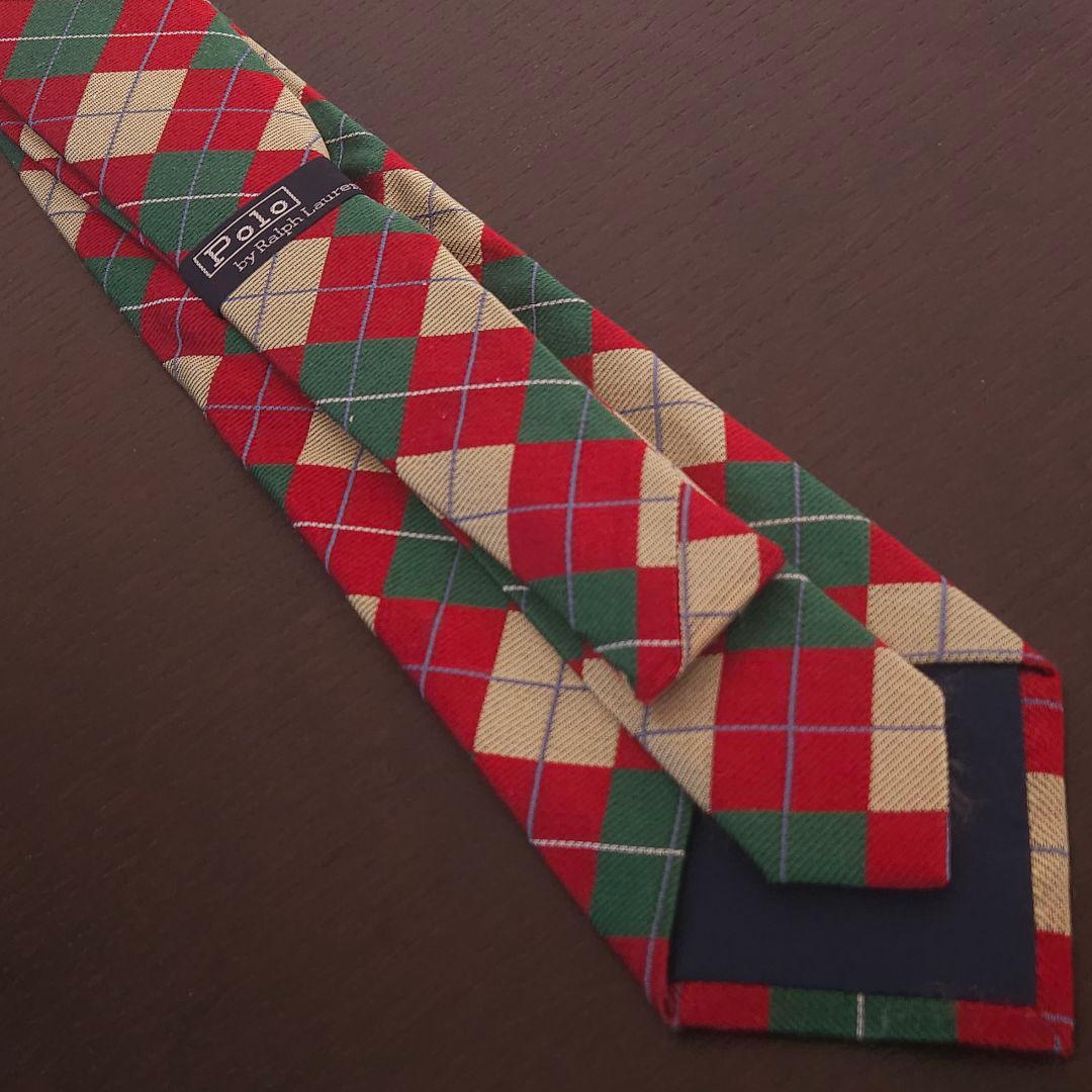 【レア物】 チェック柄ネクタイ シルク素材 赤 緑 黄色 3点セット