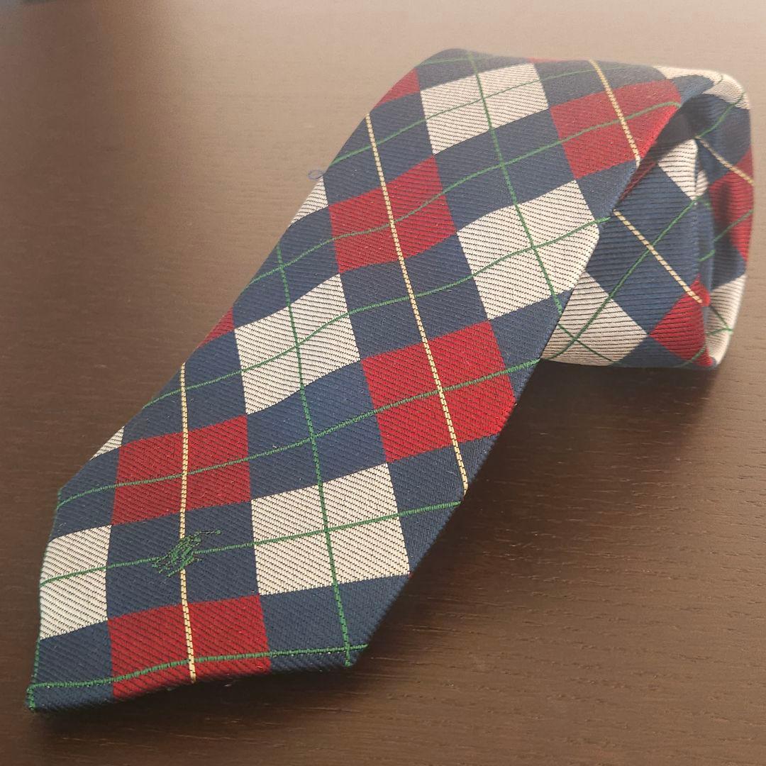【レア物】 チェック柄ネクタイ シルク素材 赤 緑 黄色 3点セット