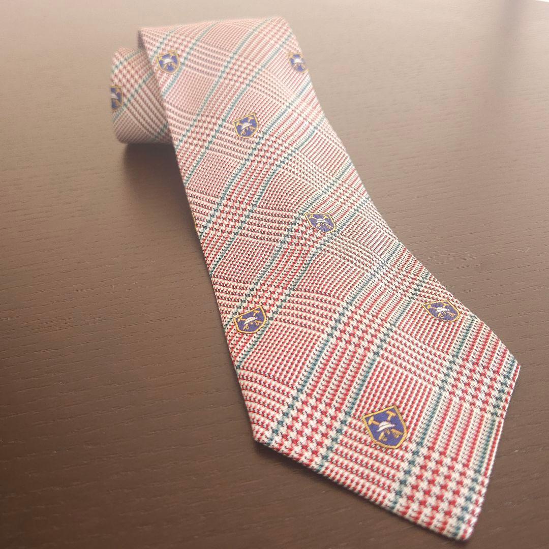 【レア物】 チェック柄ネクタイ シルク素材 赤 緑 黄色 3点セット