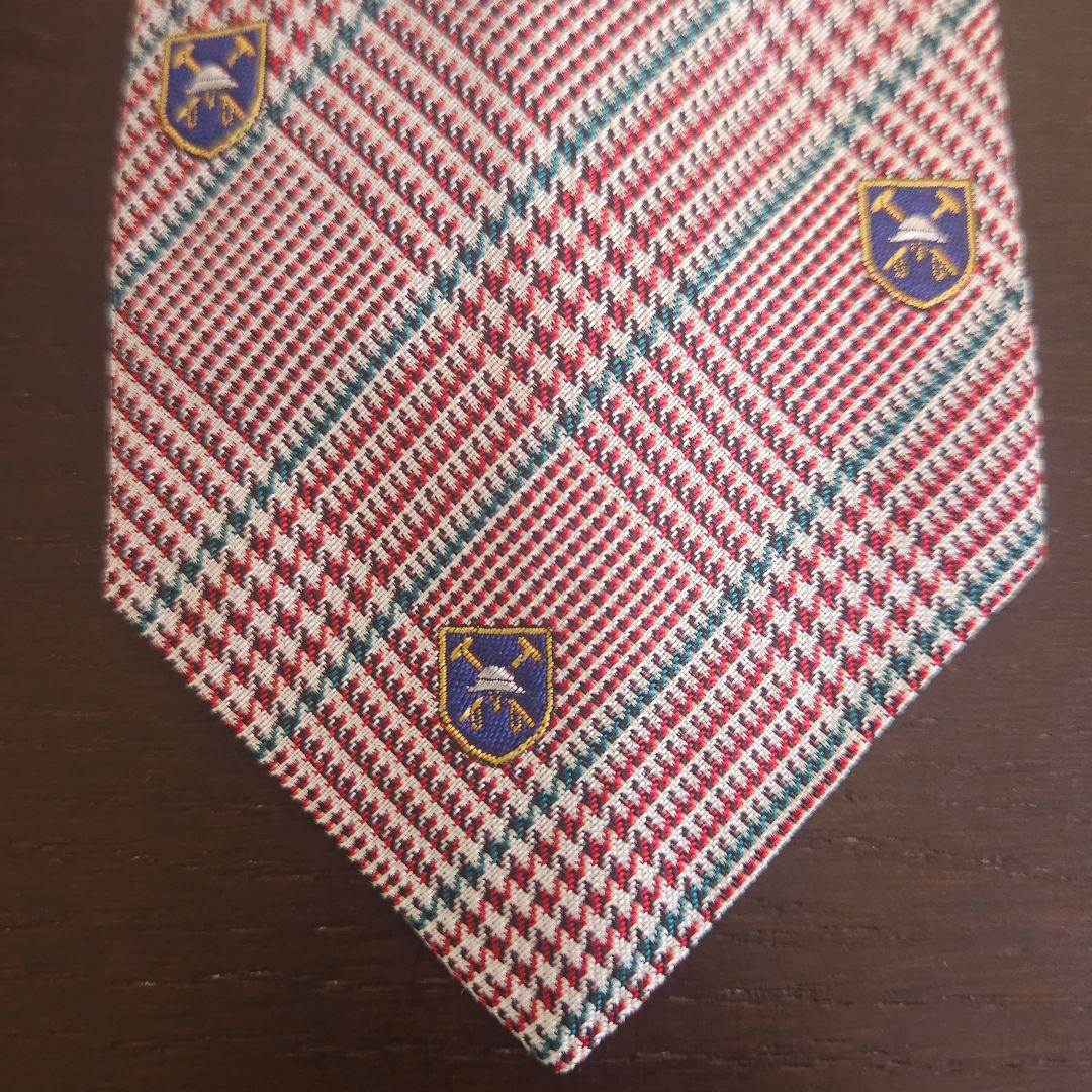 【レア物】 チェック柄ネクタイ シルク素材 赤 緑 黄色 3点セット