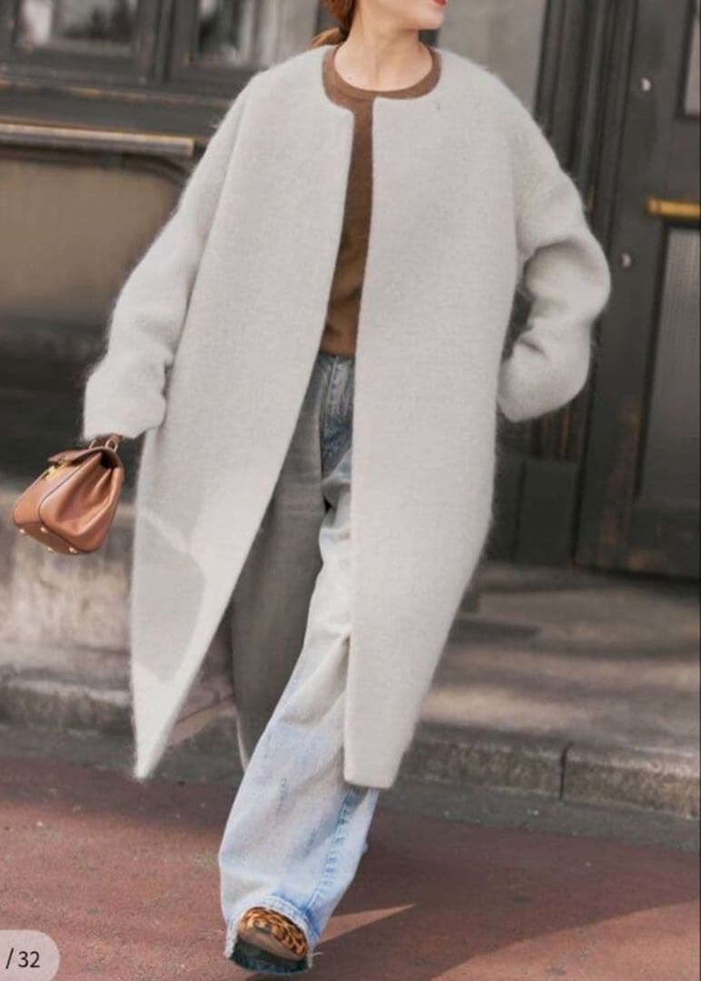 ネット完売品⭐︎Spick & Span美品⭐︎シャギーコクーンコート　38グレー