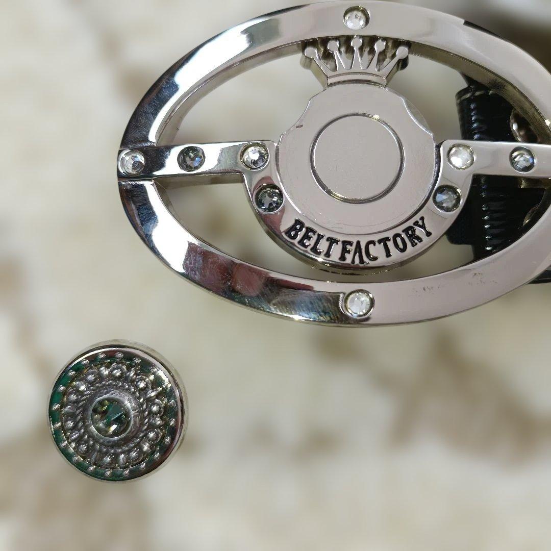 【極美品】牛革ベルト BELTFACTORY マーカー付き 黒 ゴルフ 北海道