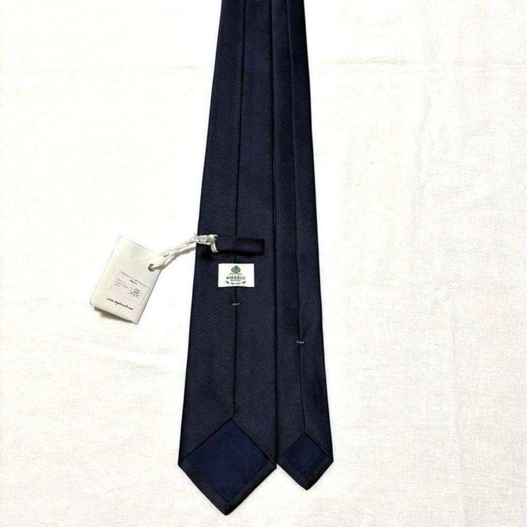 新品　ルイジボレッリ　ネクタイ　ダークネイビー　無地　ソリッド　タグ付