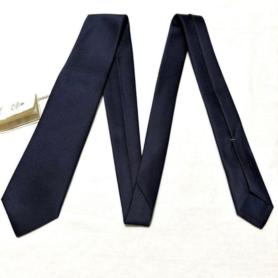 新品　ルイジボレッリ　ネクタイ　ダークネイビー　無地　ソリッド　タグ付