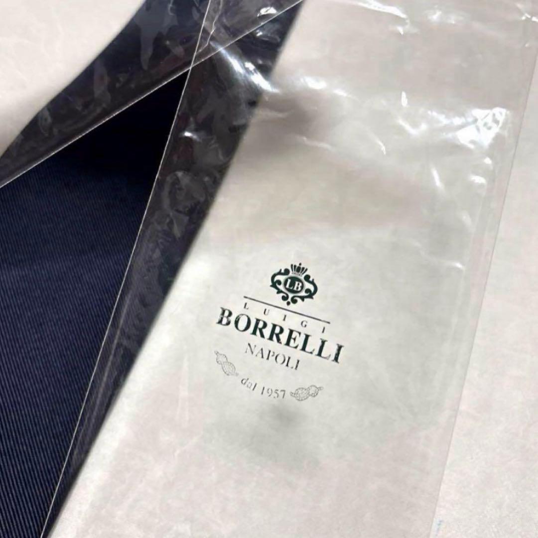 新品　ルイジボレッリ　ネクタイ　ダークネイビー　無地　ソリッド　タグ付