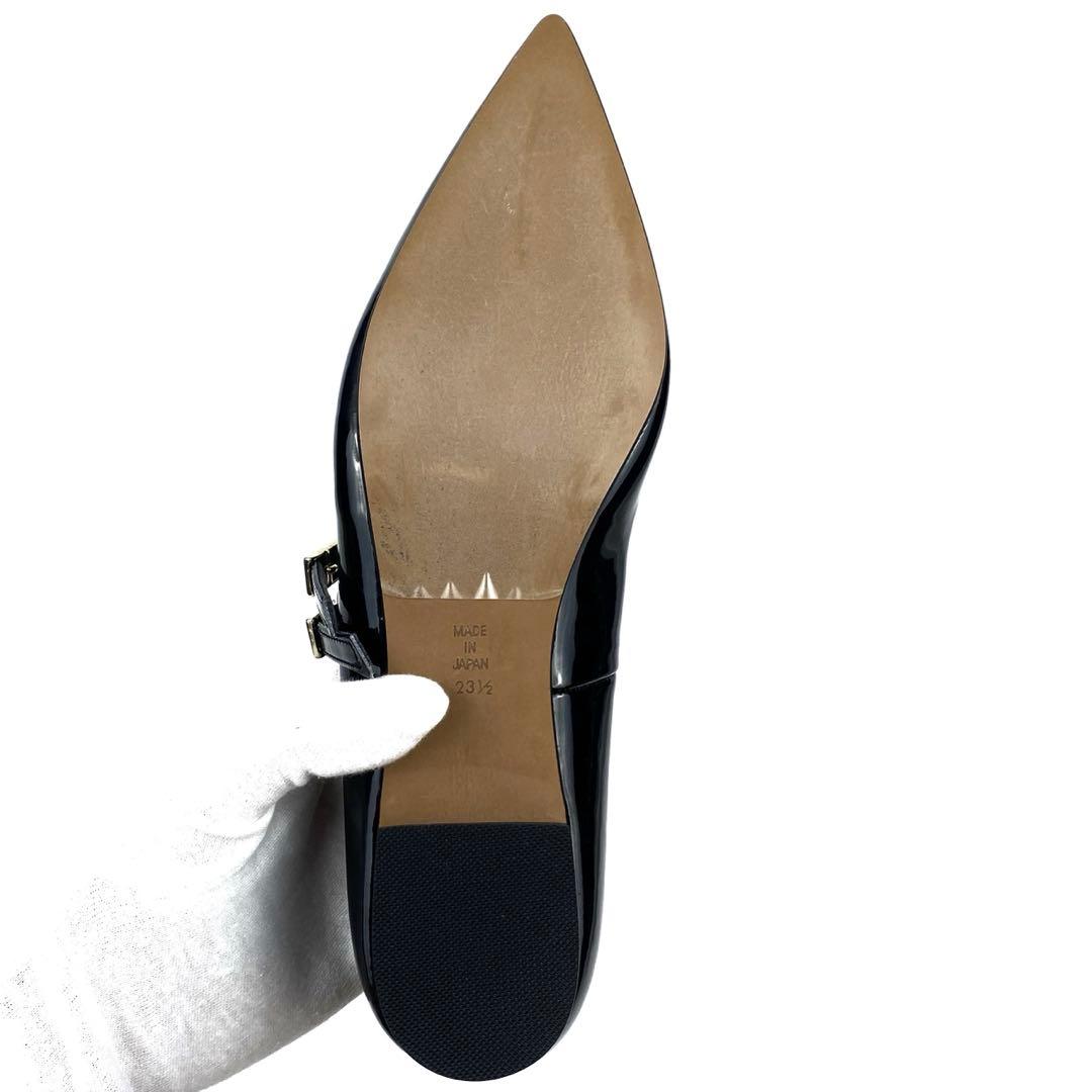 ✨新品同様✨OHGA オーガ　23.5cm ストラップ　フラットパンプス　黒