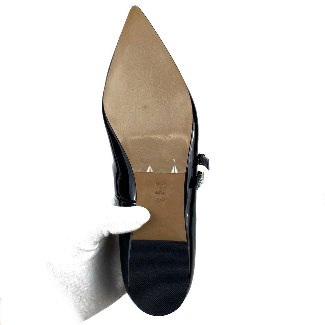 ✨新品同様✨OHGA オーガ　23.5cm ストラップ　フラットパンプス　黒