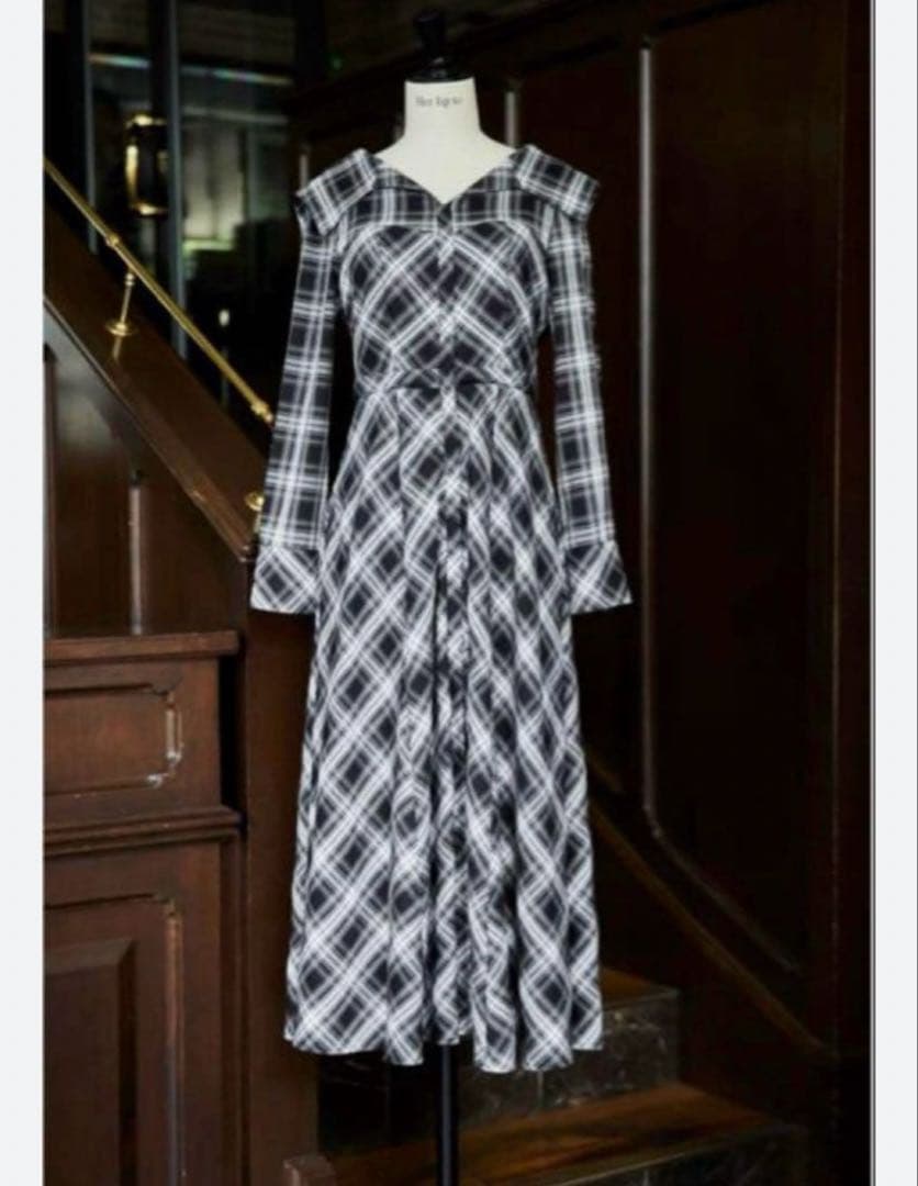 即配送　Coutume Plaid Flare Dress Mサイズ