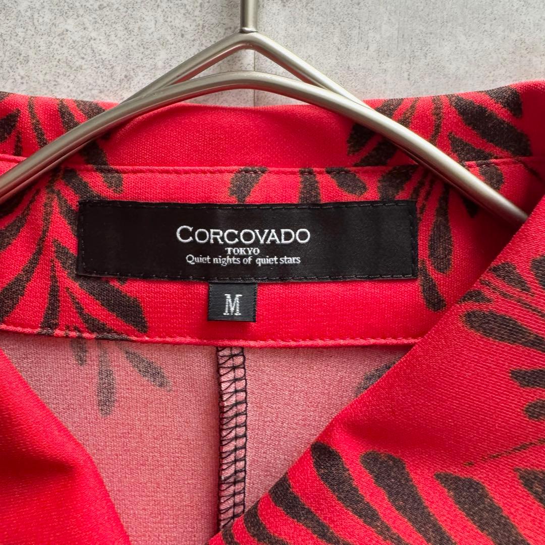 美品　コルコバード　ロングワンピース　ボウタイ　赤　総柄　M