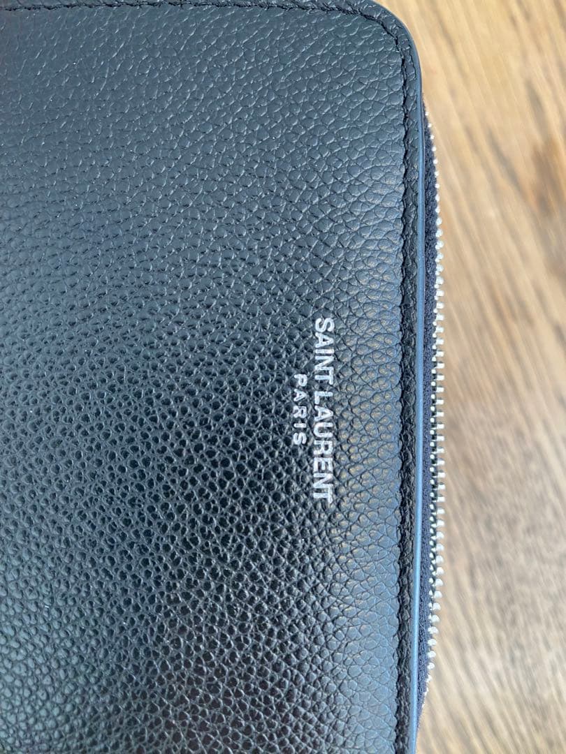 Saint Laurent ラウンドファスナー 二つ折り財布 レザー ブラック