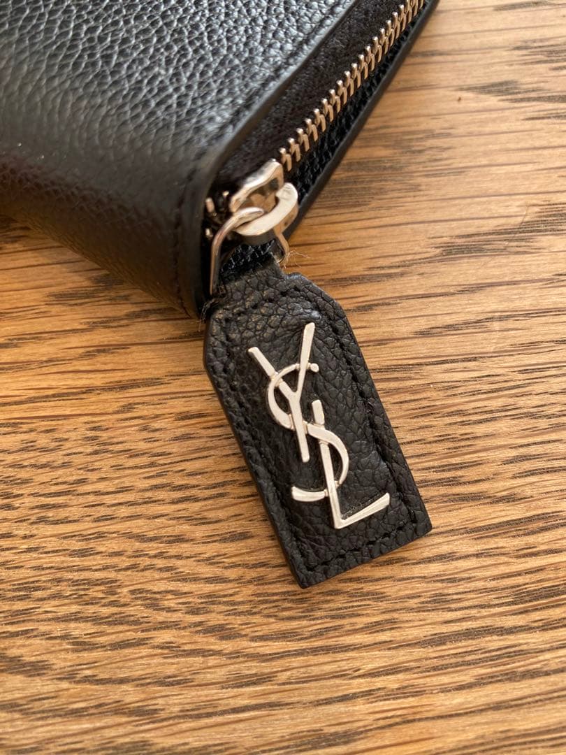 Saint Laurent ラウンドファスナー 二つ折り財布 レザー ブラック