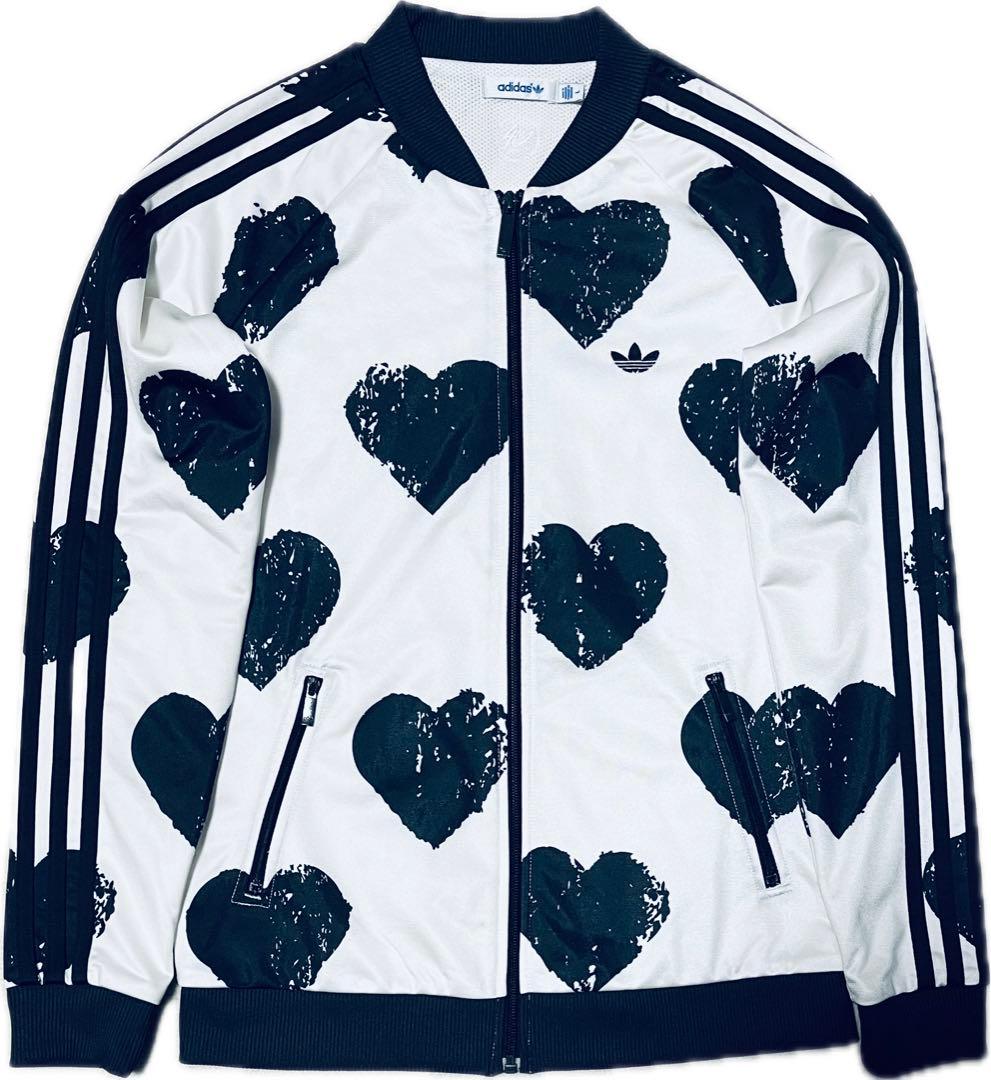 トレ刺繍ロゴ ハート トラック【美品】アディダス　ジャージ　黒　ブラック　L