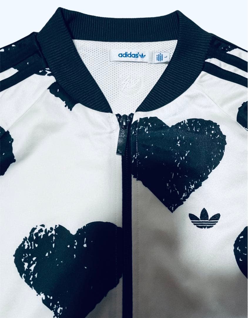 トレ刺繍ロゴ ハート トラック【美品】アディダス　ジャージ　黒　ブラック　L