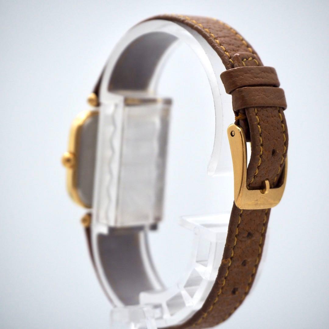 700 稼働　LONGINES 時計　レディース　スクエア　ストライプ　ゴールド