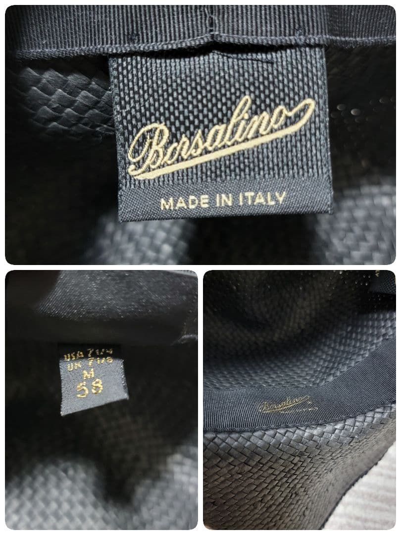 折り畳み可 ボルサリーノ Borsalino ワイドブリムハット 麦わら帽子 M