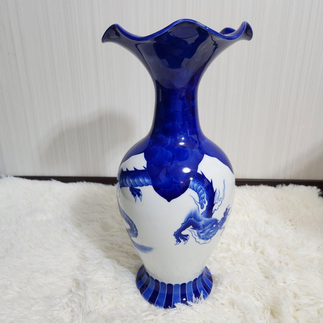 【廃盤希少♪入手困難】宮内庁御用達 深川製磁 有田焼 染付竜 花瓶 高さ40cm