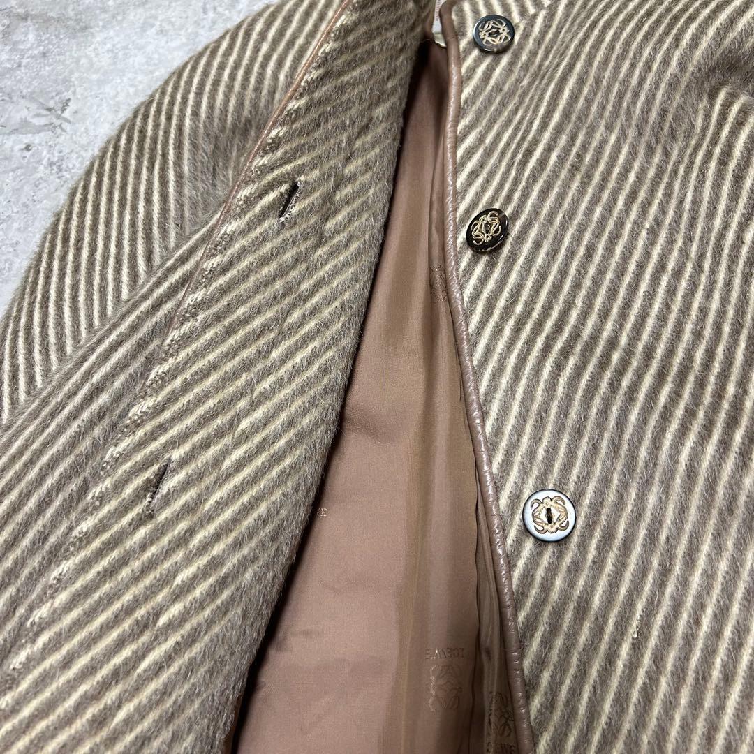 【レア】ロエベロングコートモヘアウール　アナグラム　ヴィンテージ　シルク