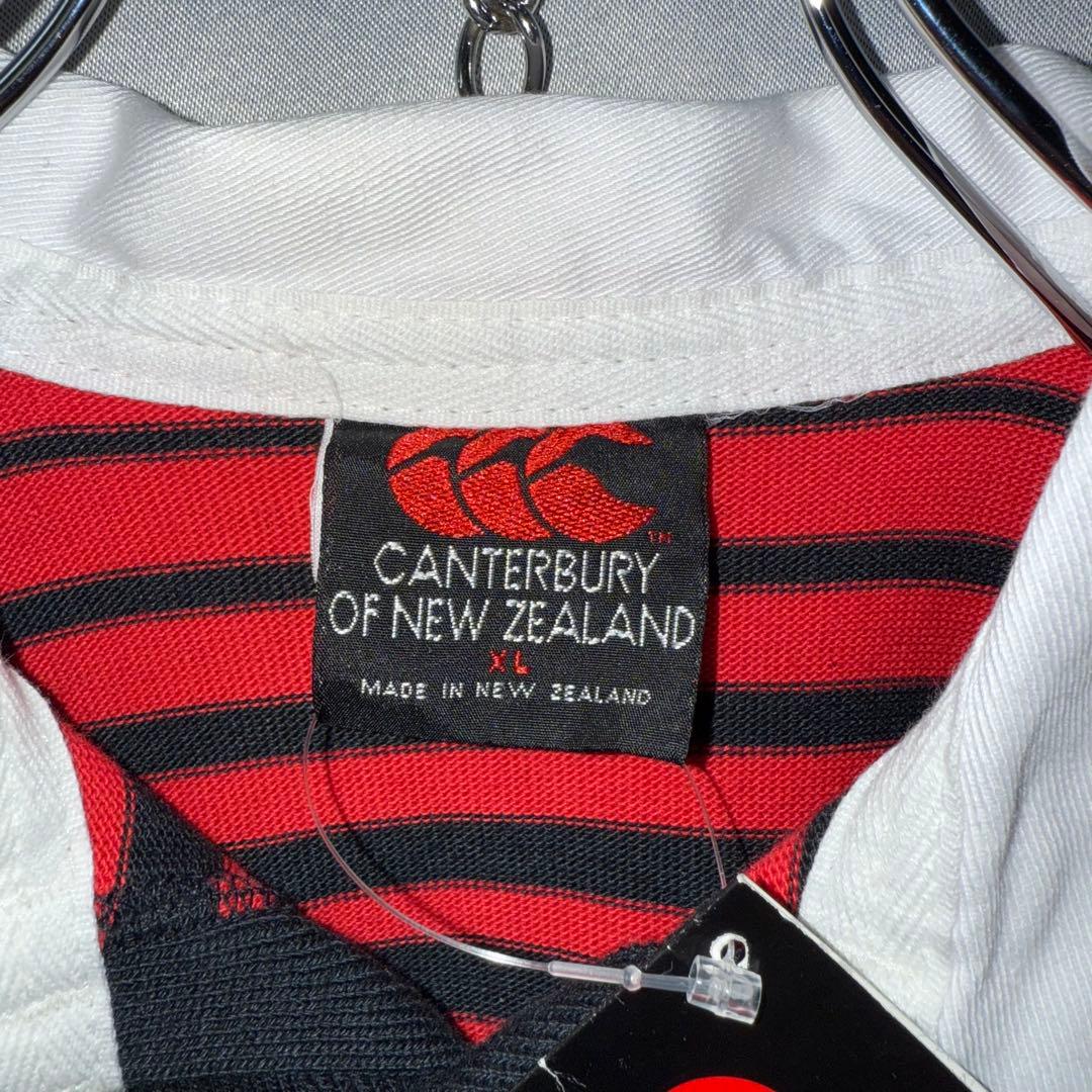 90s ニュージー製 カンタベリー CRFU 半袖 ラガーシャツ ボーダー 刺繍