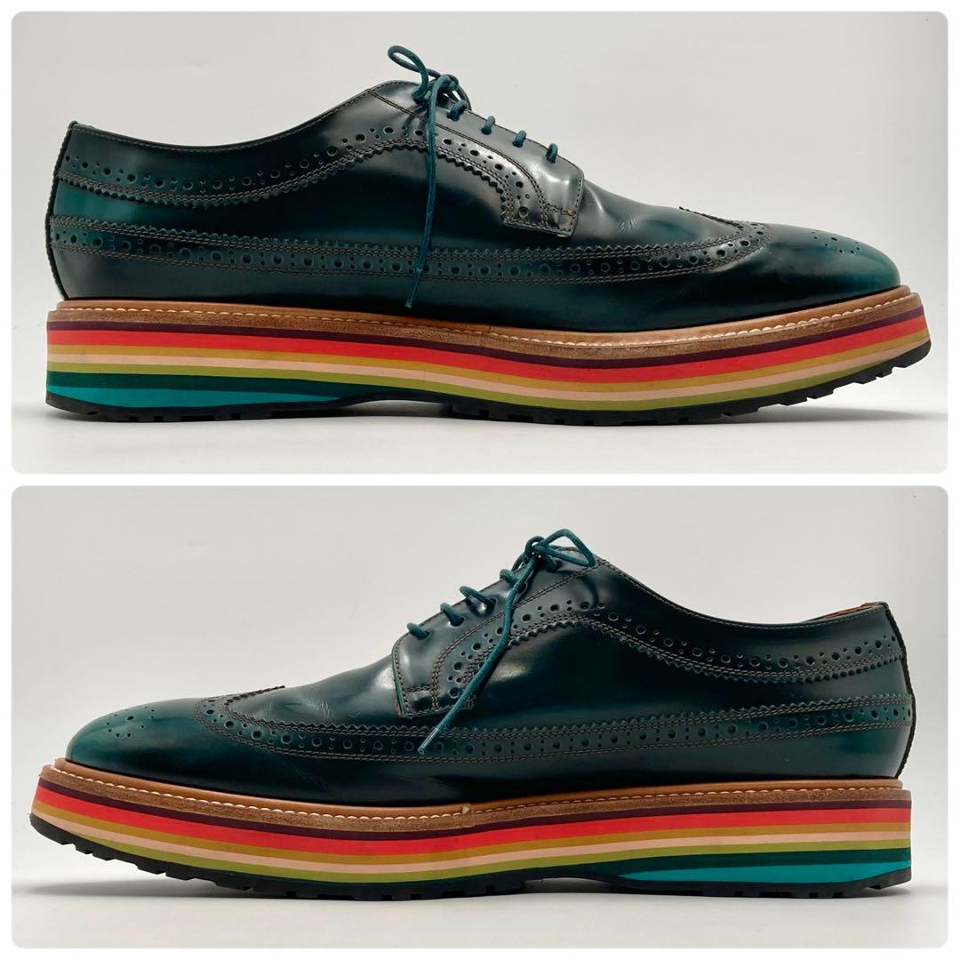 ぽんた✨ ポールスミス ビジネスシューズ 深緑 マルチストライプ 43