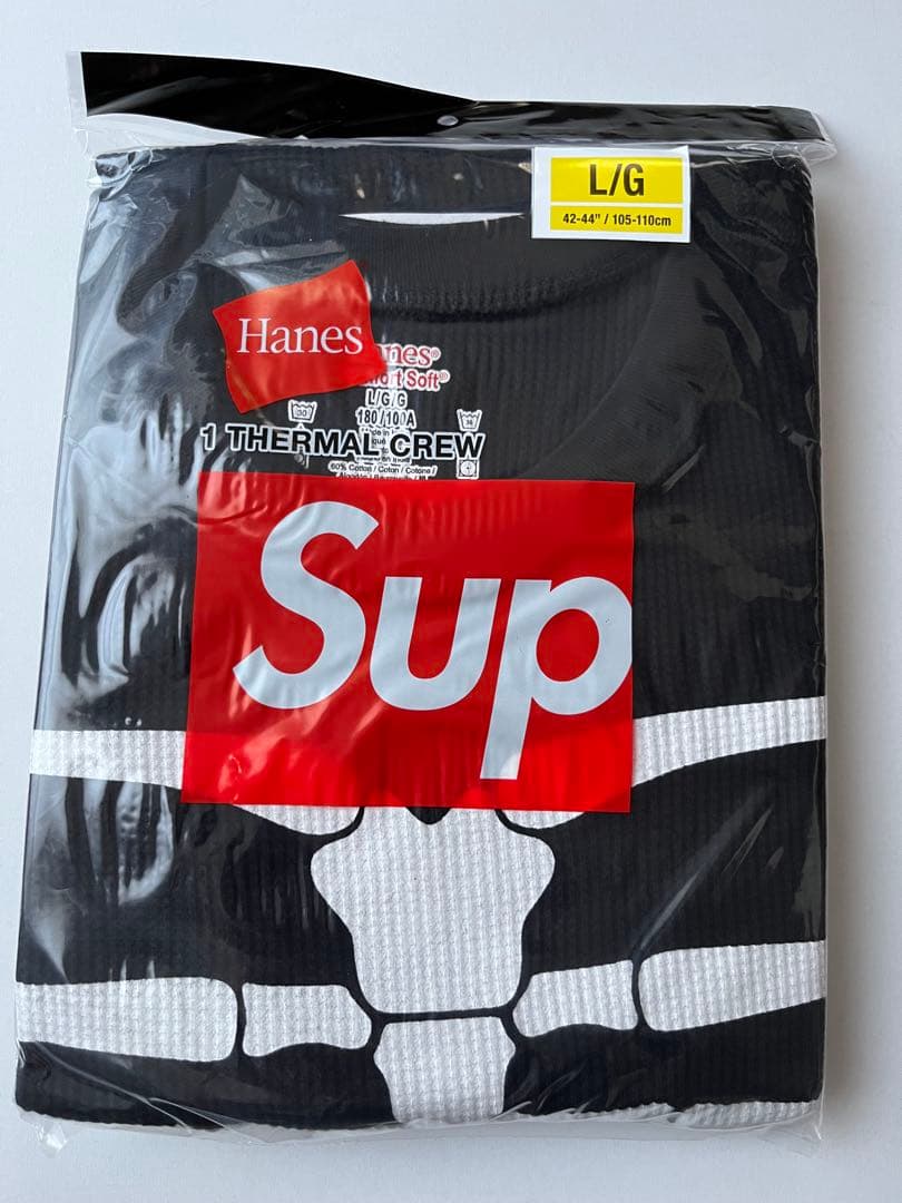 SUPREME Hanes Bones Thermal Crew 黒 L 新品