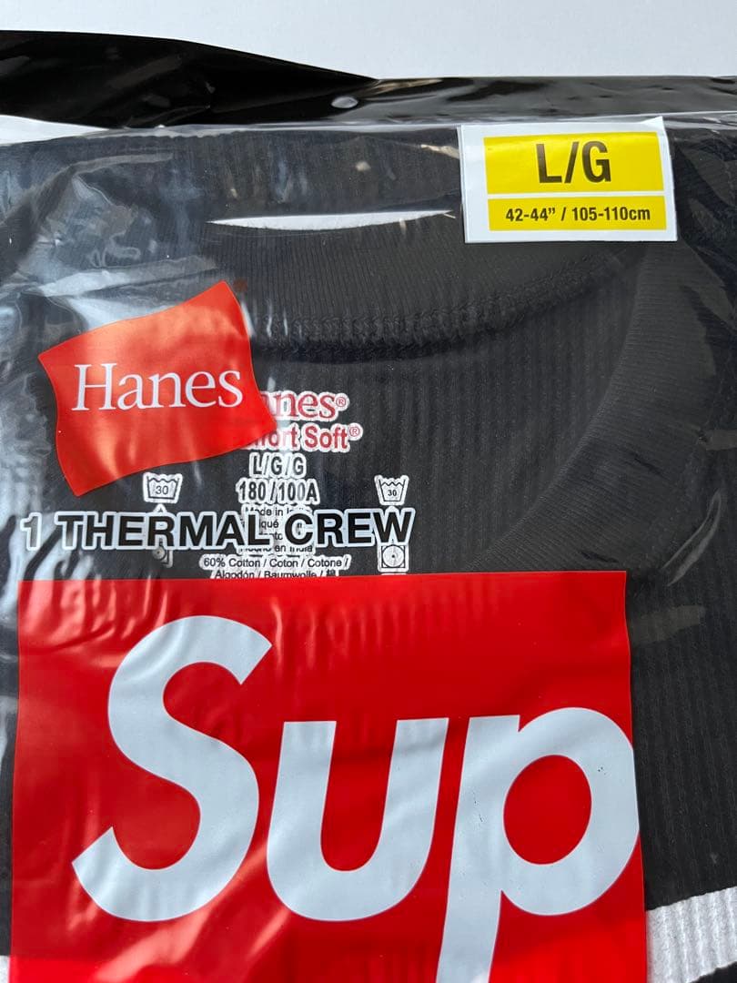 SUPREME Hanes Bones Thermal Crew 黒 L 新品