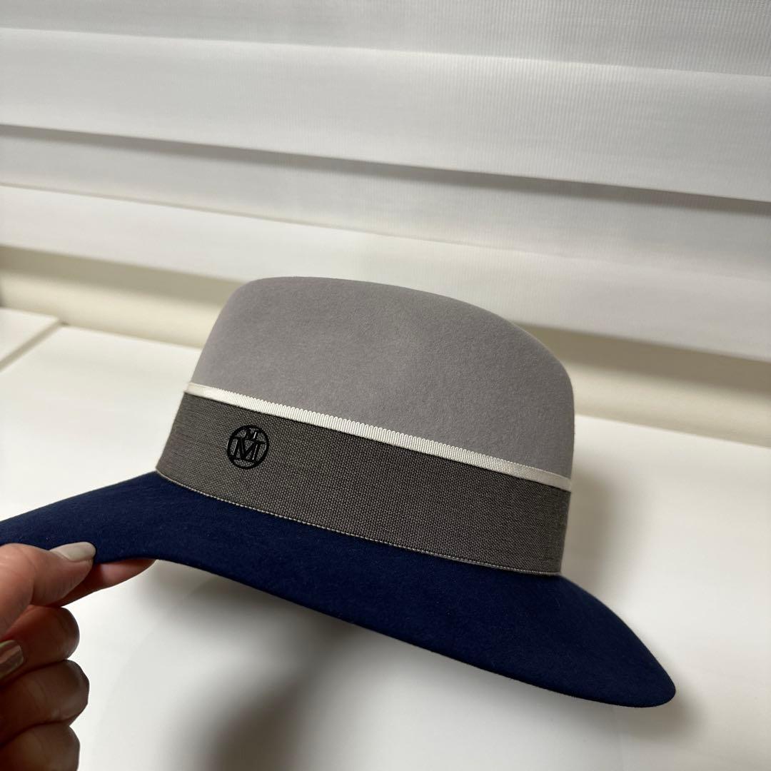 【美品】メゾンミッシェル maison michel バイカラーウールハット