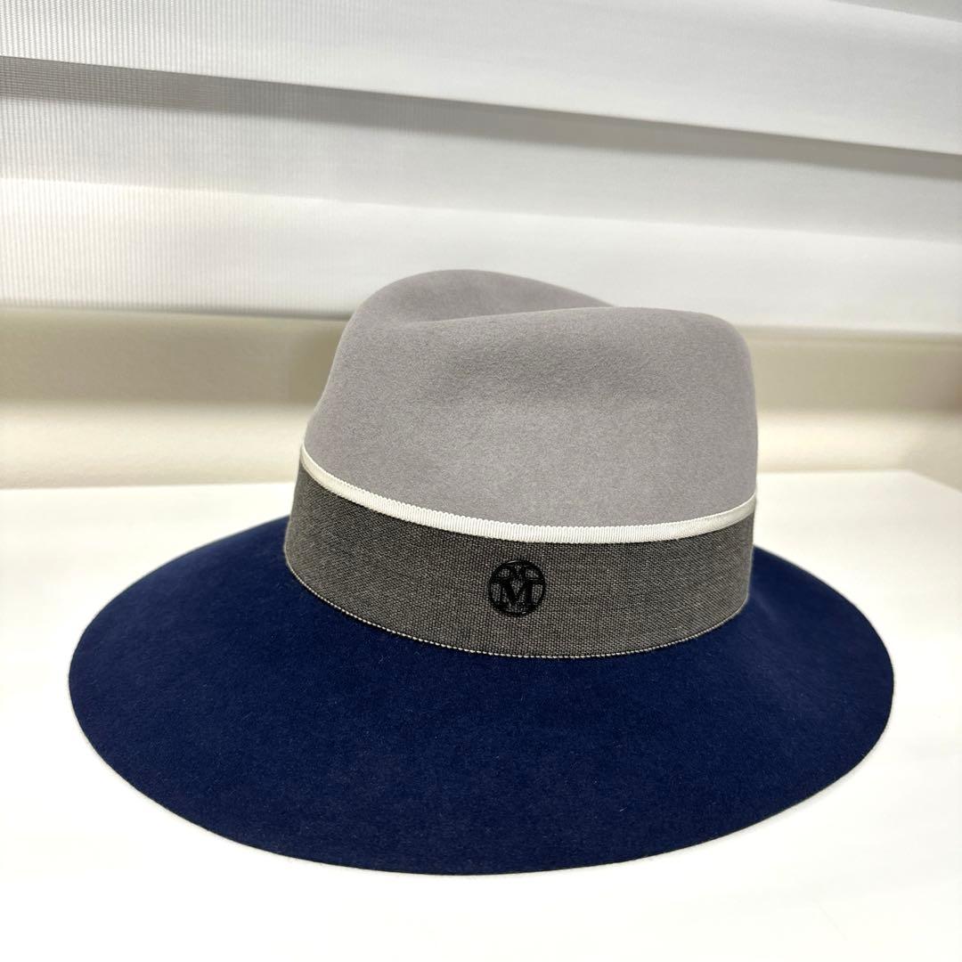 【美品】メゾンミッシェル maison michel バイカラーウールハット