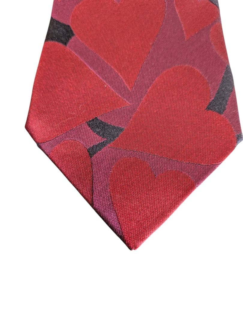美品　ヴィヴィアンウエストウッド ハートジャカード シルク ネクタイ レッド
