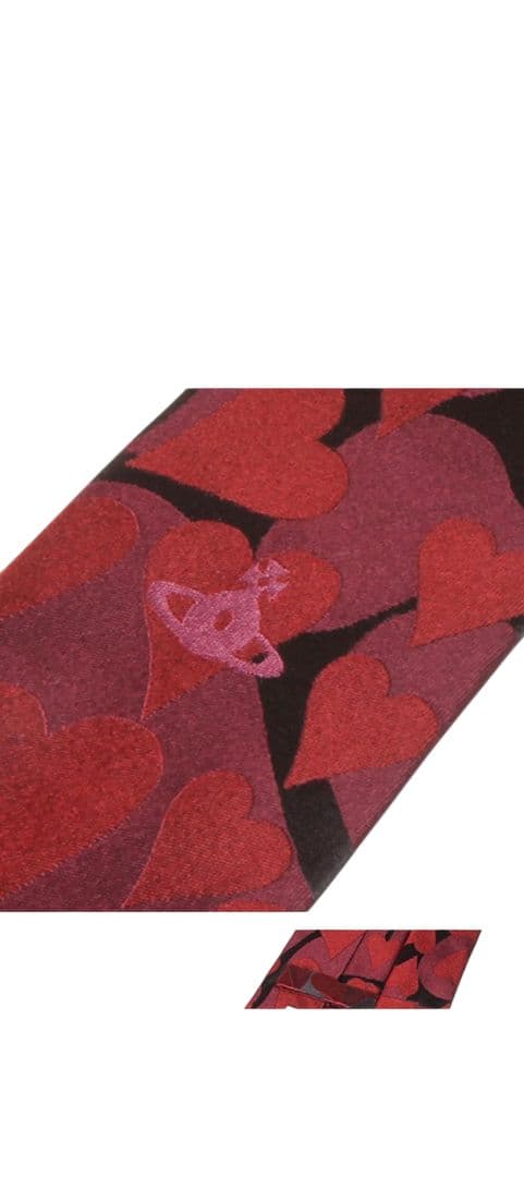 美品　ヴィヴィアンウエストウッド ハートジャカード シルク ネクタイ レッド