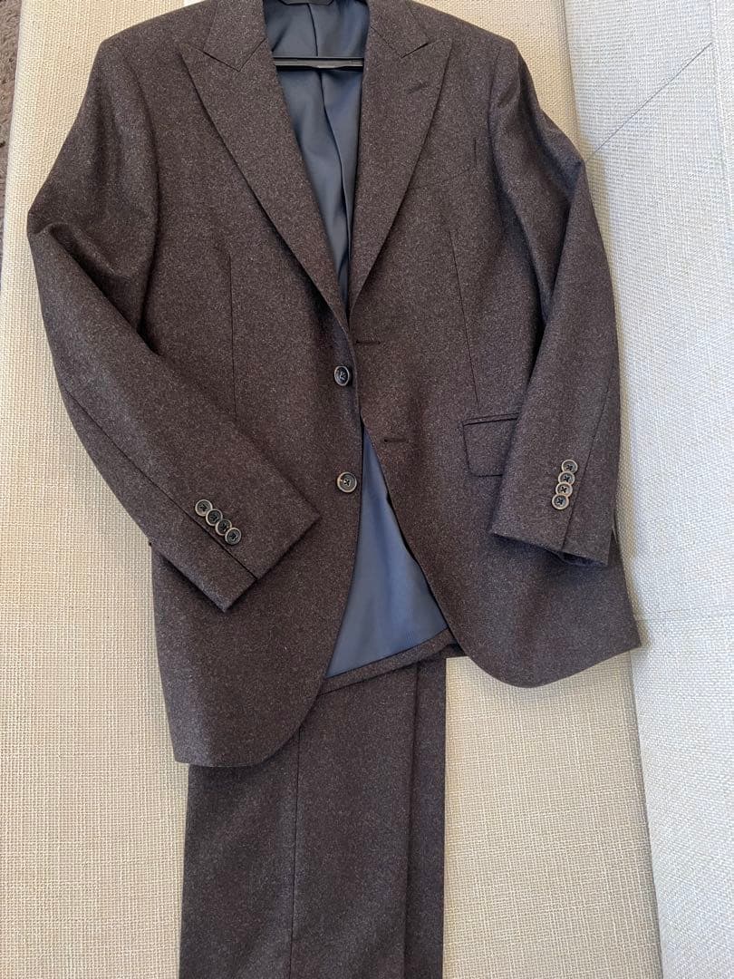 【美品】ブラウンスーツ ウールフランネル azabu tailor