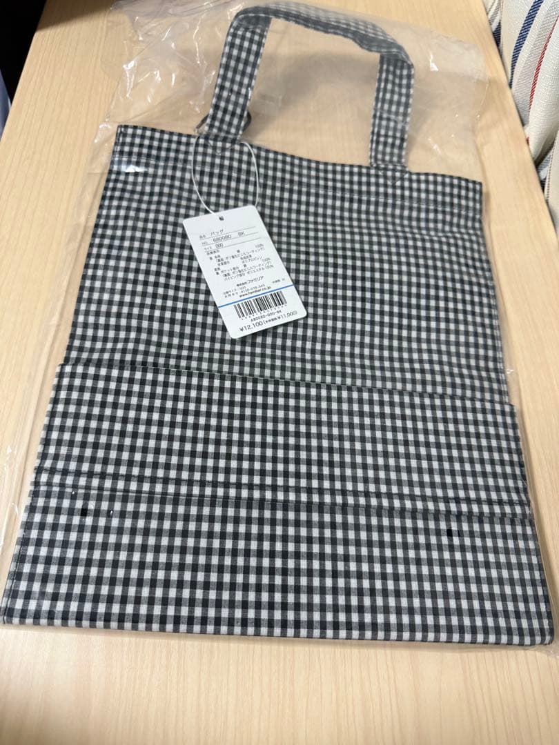 familiar ファミリア ブラックチェック柄 トートバッグ