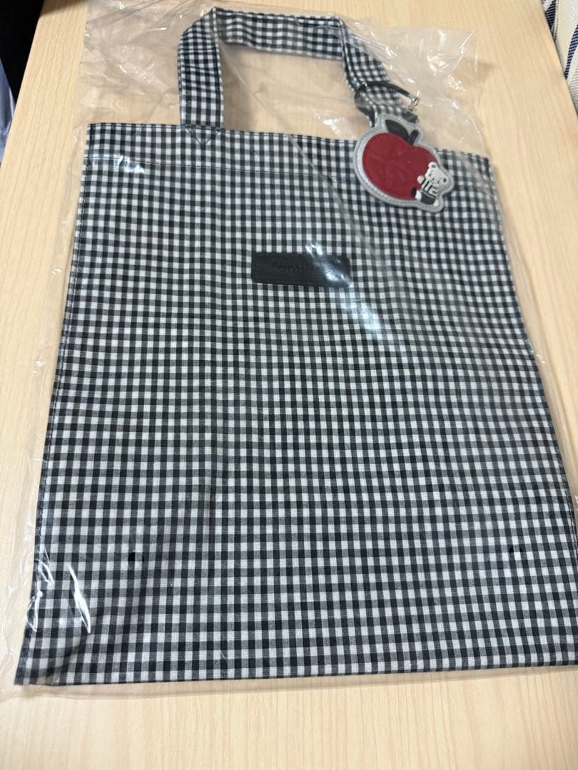 familiar ファミリア ブラックチェック柄 トートバッグ