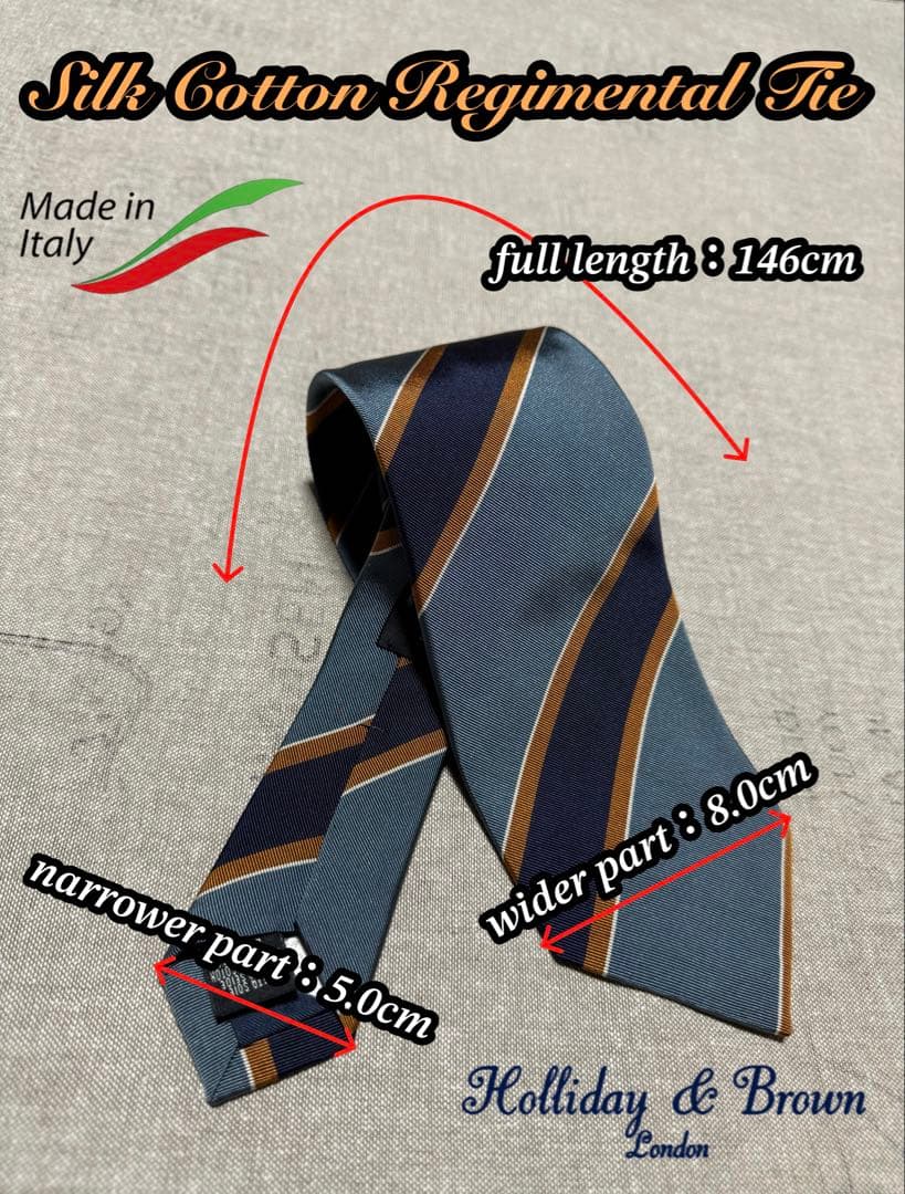 【新品】Holliday & Brown／レジメンタル／アースブルー／ネイビー