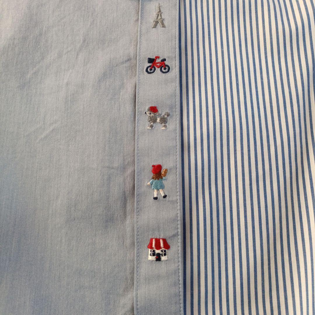 週末価格★美品‼️【familiar】 160 ストライプ襟付き長袖シャツ★