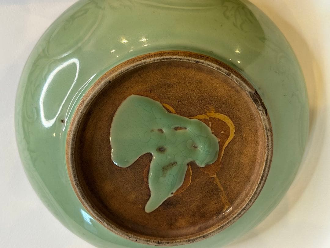 明代　龍泉窯　青磁盤　共箱付