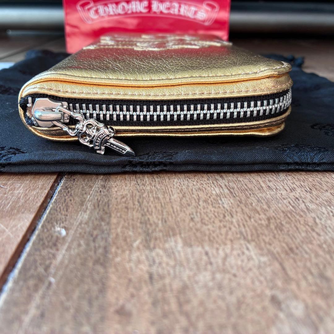 インボイス付きクロムハーツ　rec f zip セメタリークロス　長財布ゴールド