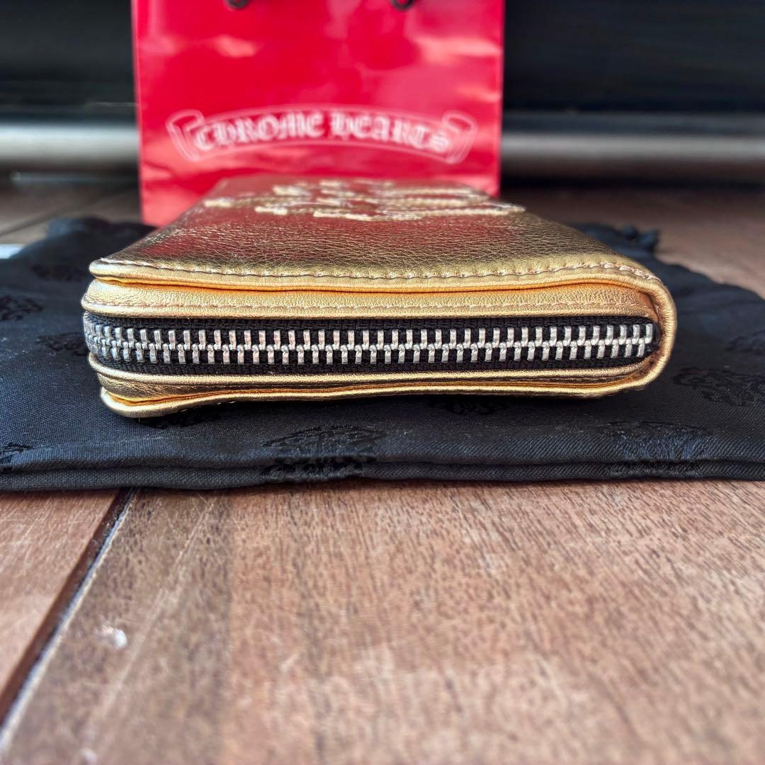 インボイス付きクロムハーツ　rec f zip セメタリークロス　長財布ゴールド