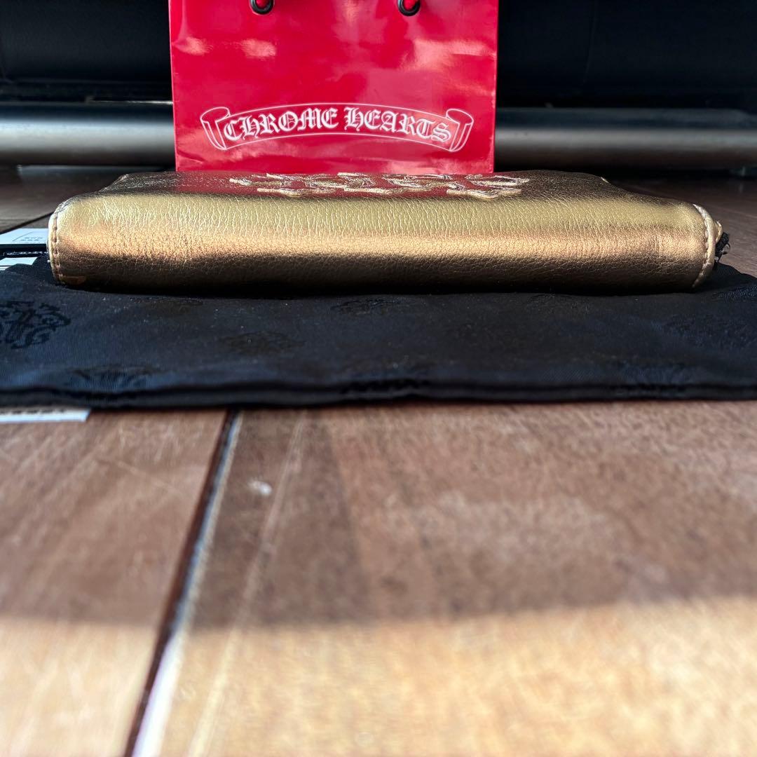 インボイス付きクロムハーツ　rec f zip セメタリークロス　長財布ゴールド