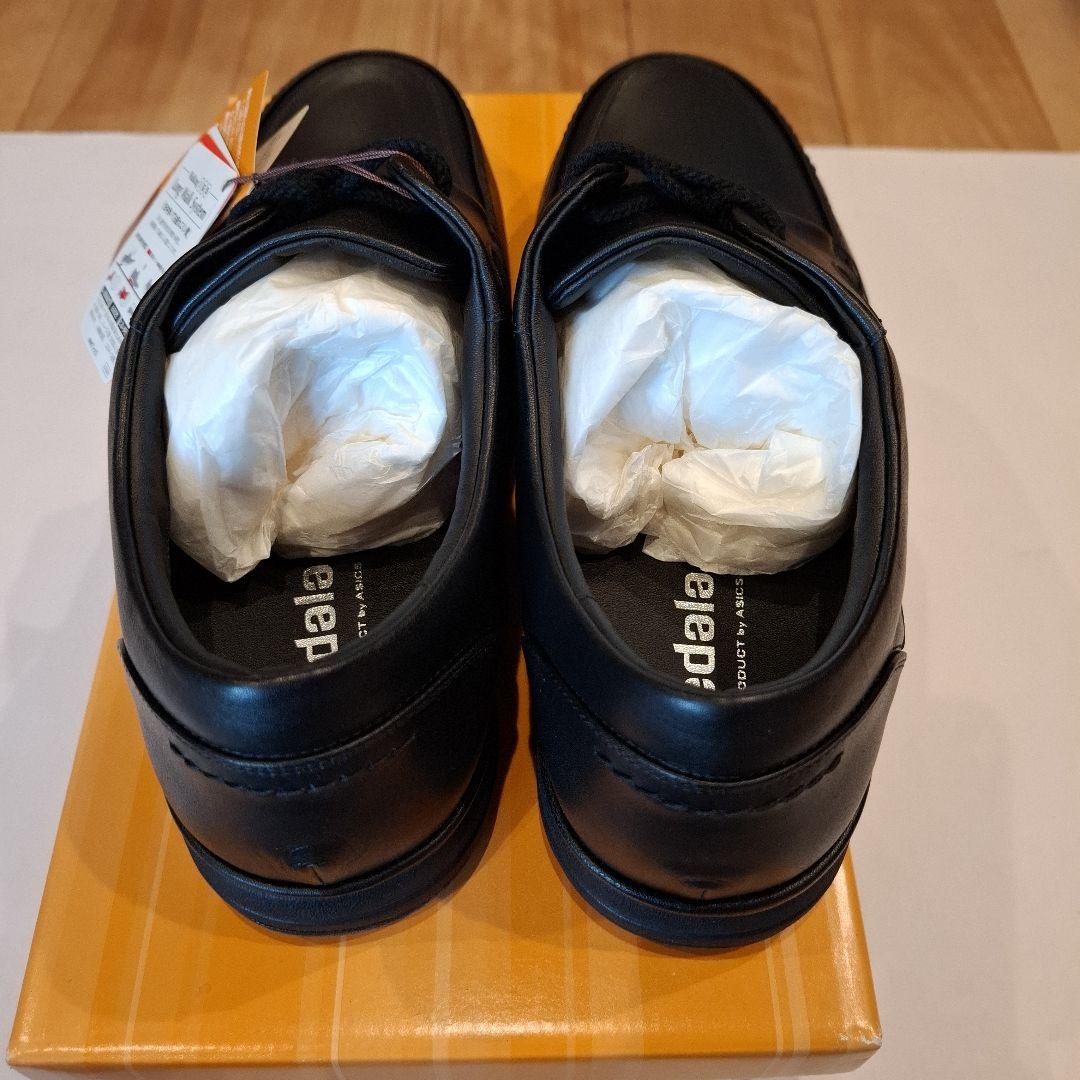 【タグ付】 アシックス Pedala レザースニーカー ブラック 25.0 4E
