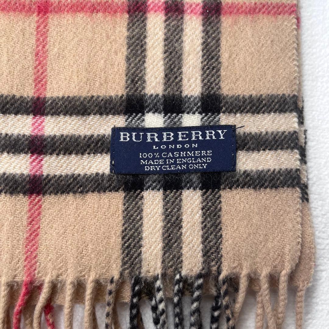 美品✨バーバリーロンドン　カシミヤ100% マフラー　英国製　ノバチェック