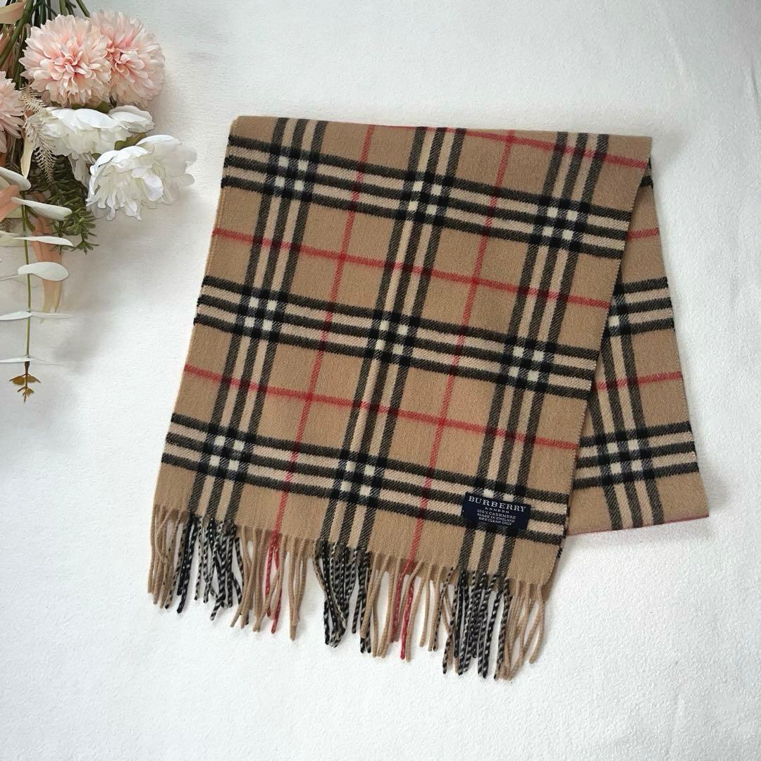 美品✨バーバリーロンドン　カシミヤ100% マフラー　英国製　ノバチェック