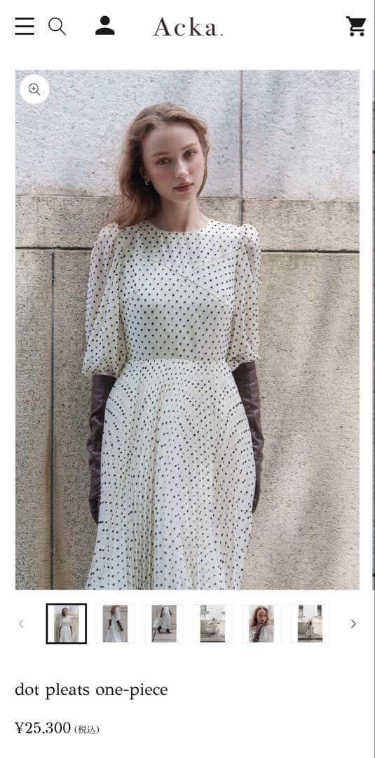 Acka ドットプリーツワンピース