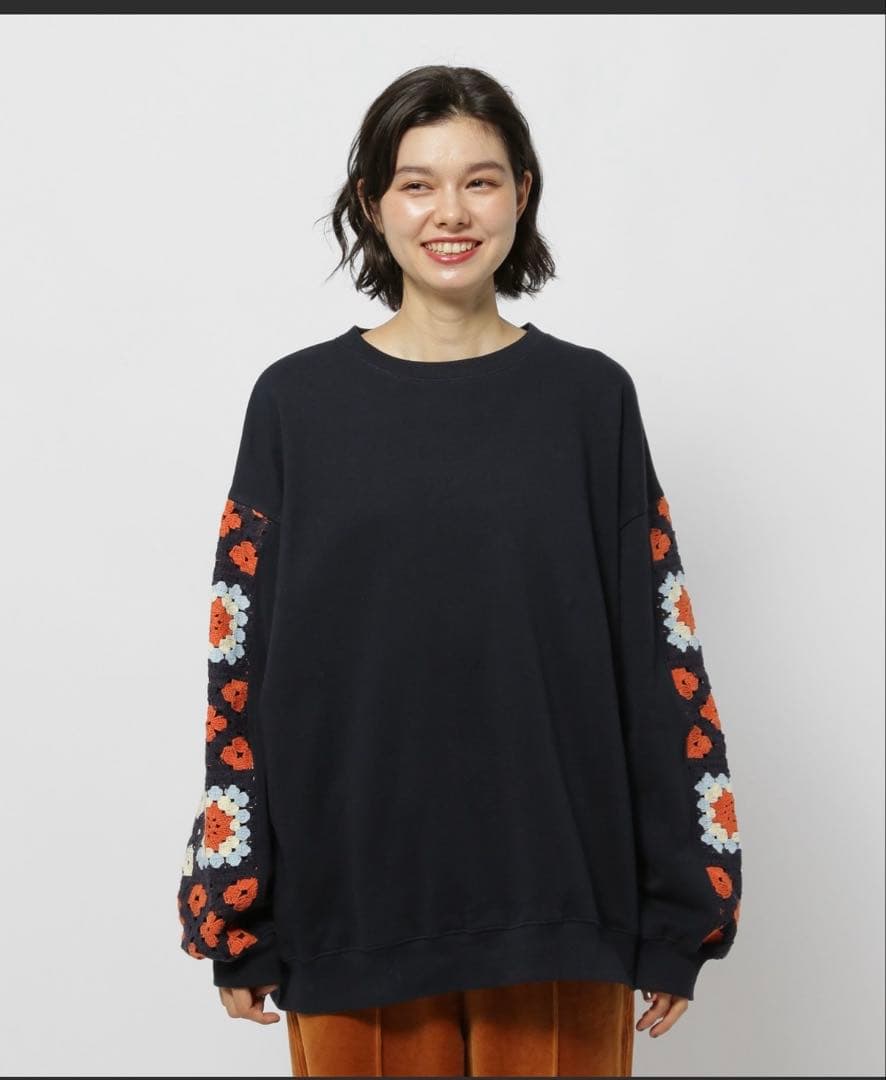 ニコアンド　クロシェコンビプルオーバー　Lサイズ