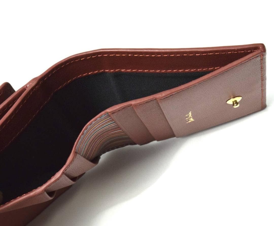 未使用 ポールスミス 羊革 財布 レザー レンガ マルチストライプ BPS204