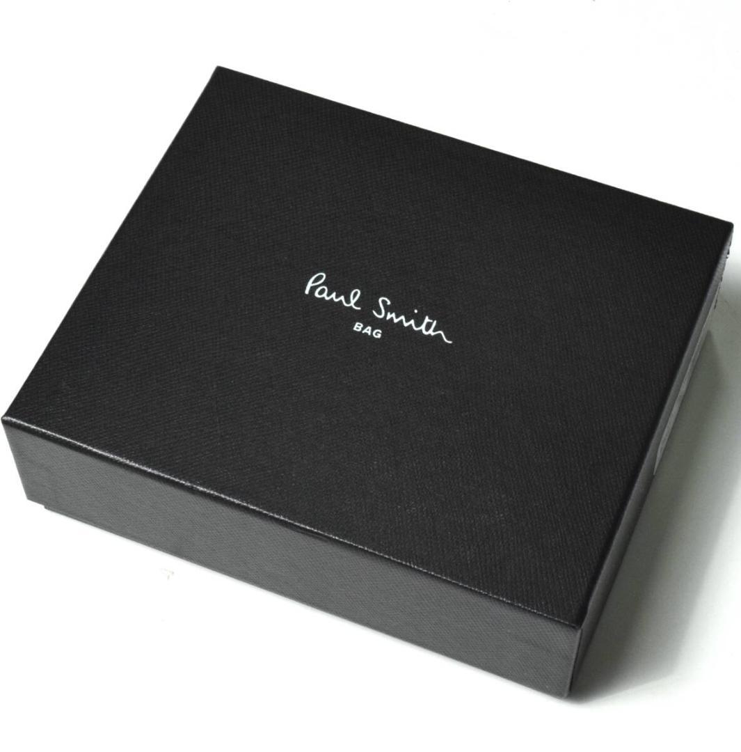 未使用 ポールスミス 羊革 財布 レザー レンガ マルチストライプ BPS204